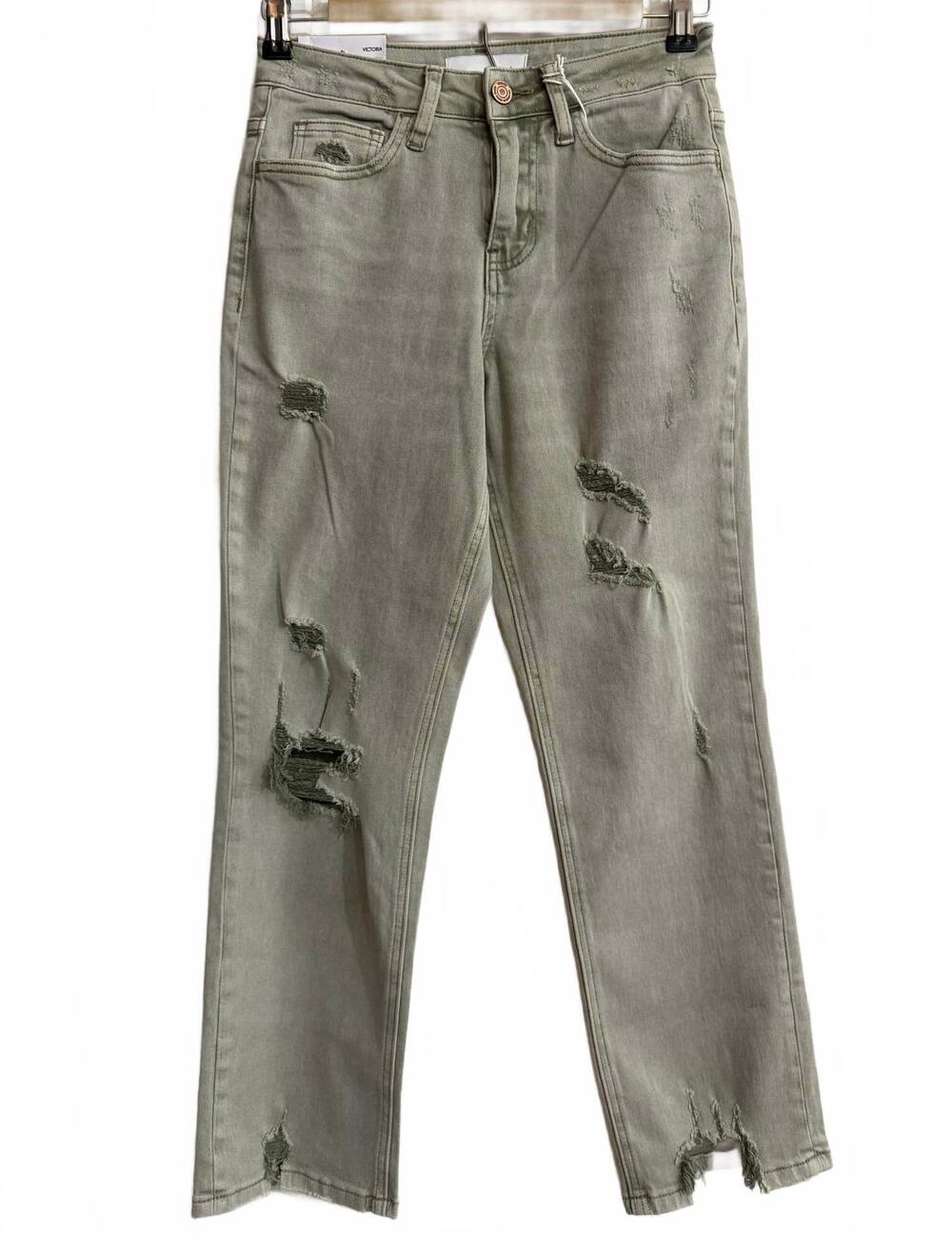 NEW VERVET BY FLYING MONKEY women's high rise crop jean in khaki